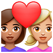 👩🏽‍❤️‍👩🏼 Emoji Pareja Enamorada - Mujer: Tono De Piel Medio, Mujer: Tono De Piel Claro Medio en WhatsApp 2.23.2.72.