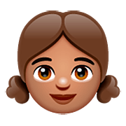 👧🏽 Emoji Mädchen: mittlere Hautfarbe WhatsApp 2.23.2.72.