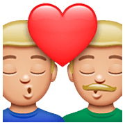 Emoji 👨🏼‍❤️‍💋‍👨🏼 Bacio Tra Coppia - Uomo: Carnagione Abbastanza Chiara, Uomo: Carnagione Abbastanza Chiara su WhatsApp 2.23.2.72.