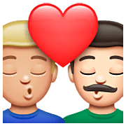 👨🏼‍❤️‍💋‍👨🏻 Emoji sich küssendes Paar - Mann: mittelhelle Hautfarbe, Mann: helle Hautfarbe WhatsApp 2.23.2.72.