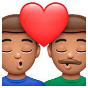 👨🏽‍❤️‍💋‍👨🏽 Emoji Beijo - Homem: Pele Morena, Homem: Pele Morena na WhatsApp 2.23.2.72.