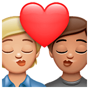 Emoji 🧑🏼‍❤️‍💋‍🧑🏽 Bacio Tra Coppia: persona, persona, Carnagione Abbastanza Chiara, Carnagione Olivastra su WhatsApp 2.23.2.72.