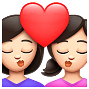 Emoji 👩🏻‍❤️‍💋‍👩🏻 Bacio Tra Coppia - Donna: Carnagione Chiara, Donna: Carnagione Chiara su WhatsApp 2.23.2.72.
