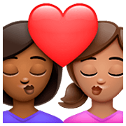 👩🏾‍❤️‍💋‍👩🏽 Emoji Beso - Mujer: Tono De Piel Oscuro Medio, Mujer: Tono De Piel Medio en WhatsApp 2.23.2.72.