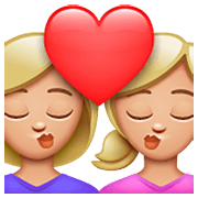 👩🏼‍❤️‍💋‍👩🏼 Emoji sich küssendes Paar - Frau: mittelhelle Hautfarbe, Frau: mittelhelle Hautfarbe WhatsApp 2.23.2.72.