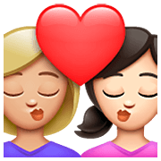 👩🏼‍❤️‍💋‍👩🏻 Emoji sich küssendes Paar - Frau: mittelhelle Hautfarbe, Frau: helle Hautfarbe WhatsApp 2.23.2.72.