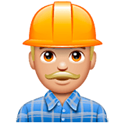 👷🏼‍♂️ Emoji Bauarbeiter: mittelhelle Hautfarbe WhatsApp 2.23.2.72.