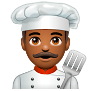 👨🏾‍🍳 Emoji Cozinheiro: Pele Morena Escura na WhatsApp 2.23.2.72.