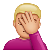 Emoji 🤦🏼‍♂️ Uomo Esasperato: Carnagione Abbastanza Chiara su WhatsApp 2.23.2.72.