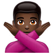 Emoji 🙅🏿‍♂️ Uomo Con Gesto Di Rifiuto: Carnagione Scura su WhatsApp 2.23.2.72.