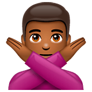 Emoji 🙅🏾‍♂️ Uomo Con Gesto Di Rifiuto: Carnagione Abbastanza Scura su WhatsApp 2.23.2.72.