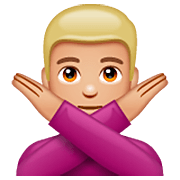 Emoji 🙅🏼‍♂️ Uomo Con Gesto Di Rifiuto: Carnagione Abbastanza Chiara su WhatsApp 2.23.2.72.