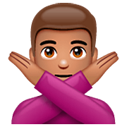 🙅🏽‍♂️ Emoji Hombre Haciendo El Gesto De «no»: Tono De Piel Medio en WhatsApp 2.23.2.72.