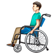 👨🏻‍🦽 Emoji Homem Em Cadeira De Rodas Manual: Pele Clara na WhatsApp 2.23.2.72.
