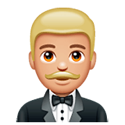 Emoji 🤵🏼‍♂️ Uomo in smoking: Carnagione Abbastanza Chiara su WhatsApp 2.23.2.72.