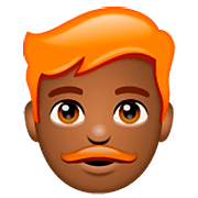 👨🏾‍🦰 Emoji Homem: Pele Morena Escura E Cabelo Vermelho na WhatsApp 2.23.2.72.
