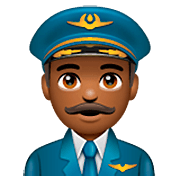 Emoji 👨🏾‍✈️ Pilota Uomo: Carnagione Abbastanza Scura su WhatsApp 2.23.2.72.
