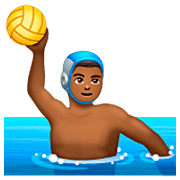 🤽🏾‍♂️ Emoji Homem Jogando Polo Aquático: Pele Morena Escura na WhatsApp 2.23.2.72.