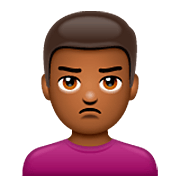🙎🏾‍♂️ Emoji schmollender Mann: mitteldunkle Hautfarbe WhatsApp 2.23.2.72.