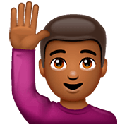🙋🏾‍♂️ Emoji Homem Levantando A Mão: Pele Morena Escura na WhatsApp 2.23.2.72.