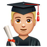 👨🏼‍🎓 Emoji Student: mittelhelle Hautfarbe WhatsApp 2.23.2.72.