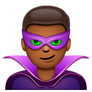 🦹🏾‍♂️ Emoji Homem Supervilão: Pele Morena Escura na WhatsApp 2.23.2.72.