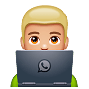 👨🏼‍💻 Emoji Tecnólogo: Tono De Piel Claro Medio en WhatsApp 2.23.2.72.