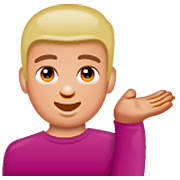 Emoji 💁🏼‍♂️ Uomo Con Suggerimento: Carnagione Abbastanza Chiara su WhatsApp 2.23.2.72.