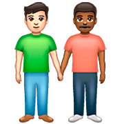 Emoji 👨🏻‍🤝‍👨🏾 Due Uomini Che Si Tengono Per Mano: Carnagione Chiara E Carnagione Abbastanza Scura su WhatsApp 2.23.2.72.