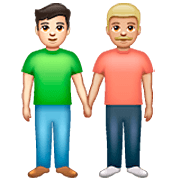 Emoji 👨🏻‍🤝‍👨🏼 Due Uomini Che Si Tengono Per Mano: Carnagione Chiara E Carnagione Abbastanza Chiara su WhatsApp 2.23.2.72.