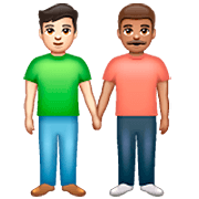 👨🏻‍🤝‍👨🏽 Emoji händchenhaltende Männer: helle Hautfarbe, mittlere Hautfarbe WhatsApp 2.23.2.72.
