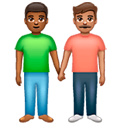 Emoji 👨🏾‍🤝‍👨🏽 Due Uomini Che Si Tengono Per Mano: Carnagione Abbastanza Scura E Carnagione Olivastra su WhatsApp 2.23.2.72.