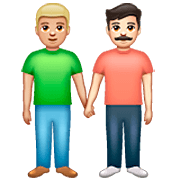 Emoji 👨🏼‍🤝‍👨🏻 Due Uomini Che Si Tengono Per Mano: Carnagione Abbastanza Chiara E Carnagione Chiara su WhatsApp 2.23.2.72.
