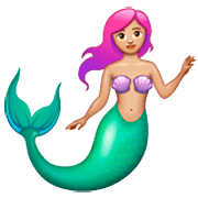 Emoji 🧜🏼‍♀️ Sirena Donna: Carnagione Abbastanza Chiara su WhatsApp 2.23.2.72.