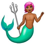 🧜🏾‍♂️ Emoji Sirena Hombre: Tono De Piel Oscuro Medio en WhatsApp 2.23.2.72.