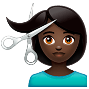 Émoji 💇🏿 Personne Qui Se Fait Couper Les Cheveux : Peau Foncée sur WhatsApp 2.23.2.72.
