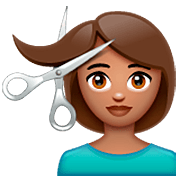 Émoji 💇🏽 Personne Qui Se Fait Couper Les Cheveux : Peau Légèrement Mate sur WhatsApp 2.23.2.72.