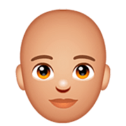🧑🏼‍🦲 Emoji Erwachsener: mittelhelle Hautfarbe, Glatze WhatsApp 2.23.2.72.