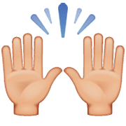 zwei erhobene Handflächen: mittelhelle Hautfarbe WhatsApp 2.23.2.72.