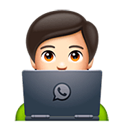 Emoji 🧑🏻‍💻 Persona Esperta Di Tecnologia: Carnagione Chiara su WhatsApp 2.23.2.72.
