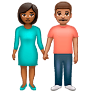 👩🏾‍🤝‍👨🏽 Emoji Mann und Frau halten Hände: mitteldunkle Hautfarbe, mittlere Hautfarbe WhatsApp 2.23.2.72.