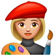 Emoji 👩🏼‍🎨 Artista Donna: Carnagione Abbastanza Chiara su WhatsApp 2.23.2.72.