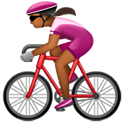 Emoji 🚴🏾‍♀️ Ciclista Donna: Carnagione Abbastanza Scura su WhatsApp 2.23.2.72.