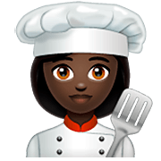 Émoji 👩🏿‍🍳 Cuisinière : Peau Foncée sur WhatsApp 2.23.2.72.