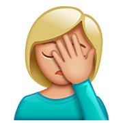 Emoji 🤦🏼‍♀️ Donna Esasperata: Carnagione Abbastanza Chiara su WhatsApp 2.23.2.72.