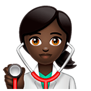 👩🏿‍⚕️ Emoji Mulher Profissional Da Saúde: Pele Escura na WhatsApp 2.23.2.72.