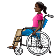 👩🏿‍🦽 Emoji Frau in manuellem Rollstuhl: dunkle Hautfarbe WhatsApp 2.23.2.72.