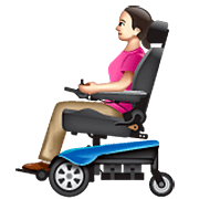 👩🏻‍🦼 Emoji Frau in elektrischem Rollstuhl: helle Hautfarbe WhatsApp 2.23.2.72.