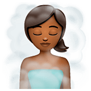 🧖🏾‍♀️ Emoji Frau in Dampfsauna: mitteldunkle Hautfarbe WhatsApp 2.23.2.72.