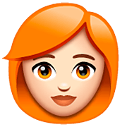 👩🏻‍🦰 Emoji Frau: helle Hautfarbe, rotes Haar WhatsApp 2.23.2.72.